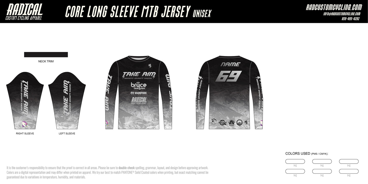 Take Aim Womens Gravity - Long Sleeve MTB Jersey - Unisex